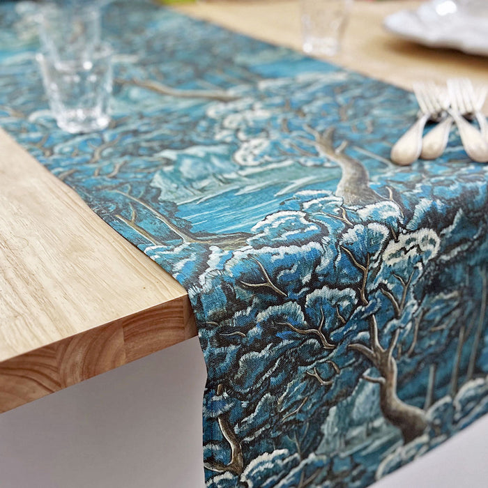 PATCH NYC Blue Tapestry Linen Table Runner