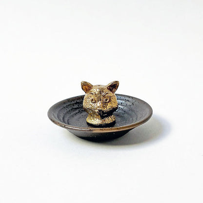 PATCH NYC Cat Head Solid Brass Incense Burner