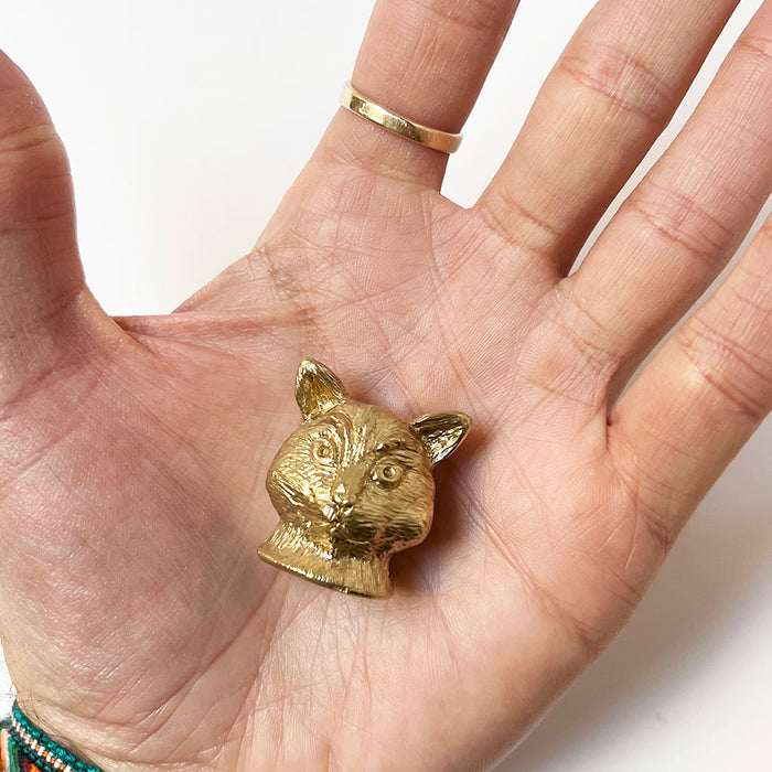 PATCH NYC Cat Head Solid Brass Incense Burner