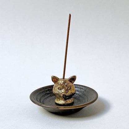PATCH NYC Cat Head Solid Brass Incense Burner