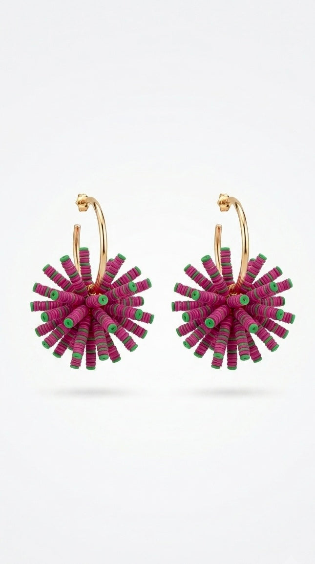 Pendientes de aro con esfera de cuentas multicolor +2 colores