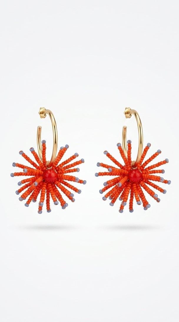 Pendientes de aro con esfera de cuentas multicolor +2 colores