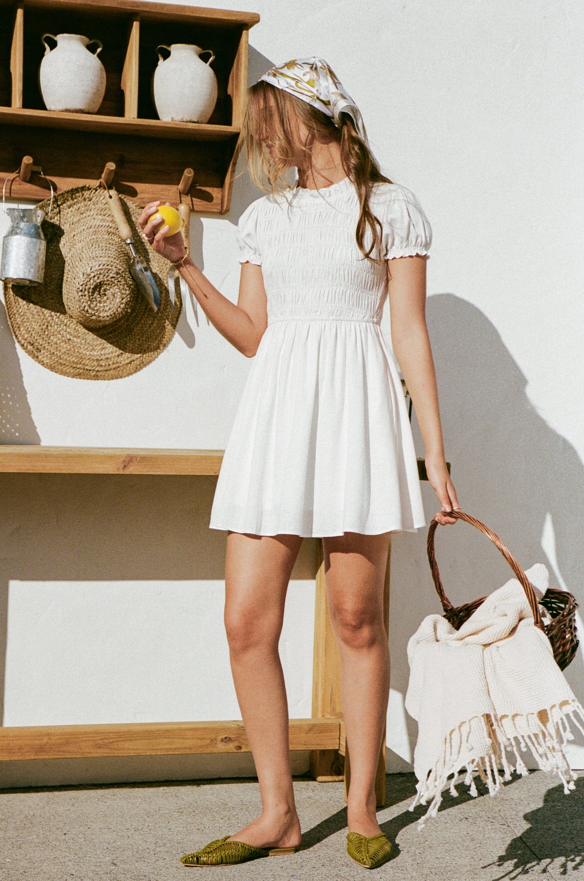 Emari Puff Sleeve Mini Dress - White