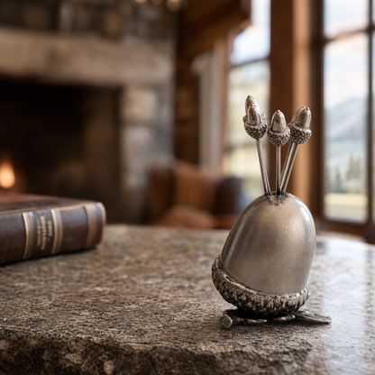 Pewter Acorn Cheese Pick Set 5