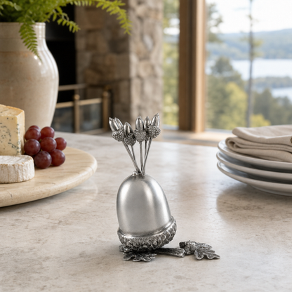 Pewter Acorn Cheese Pick Set 6