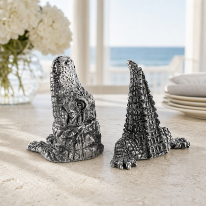 Pewter Alligator Salt & Pepper Set 2