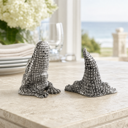 Pewter Alligator Salt & Pepper Set 4