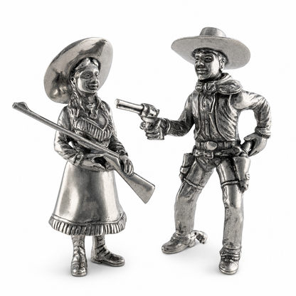 Pewter Cowpoke Couple Salt & Pepper Set 1