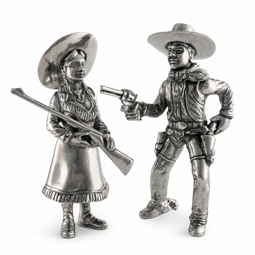 Pewter Cowpoke Couple Salt & Pepper Set 1