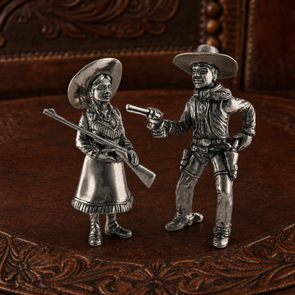 Pewter Cowpoke Couple Salt & Pepper Set 2