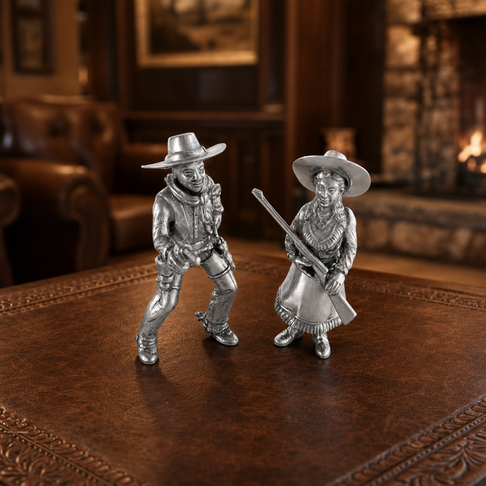 Pewter Cowpoke Couple Salt & Pepper Set 7