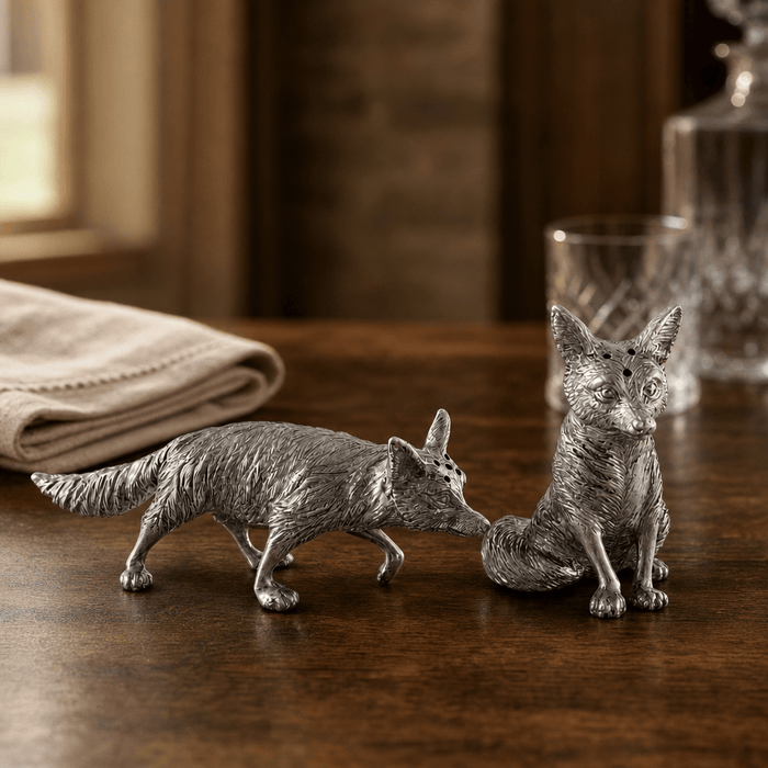 Pewter Foxes Salt & Pepper Set 2