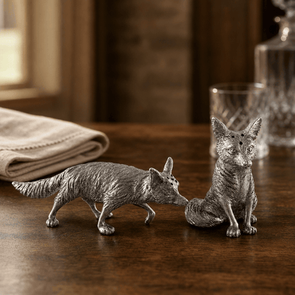 Pewter Foxes Salt & Pepper Set 2