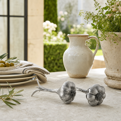 Pewter Garlic Salt & Pepper Set 8