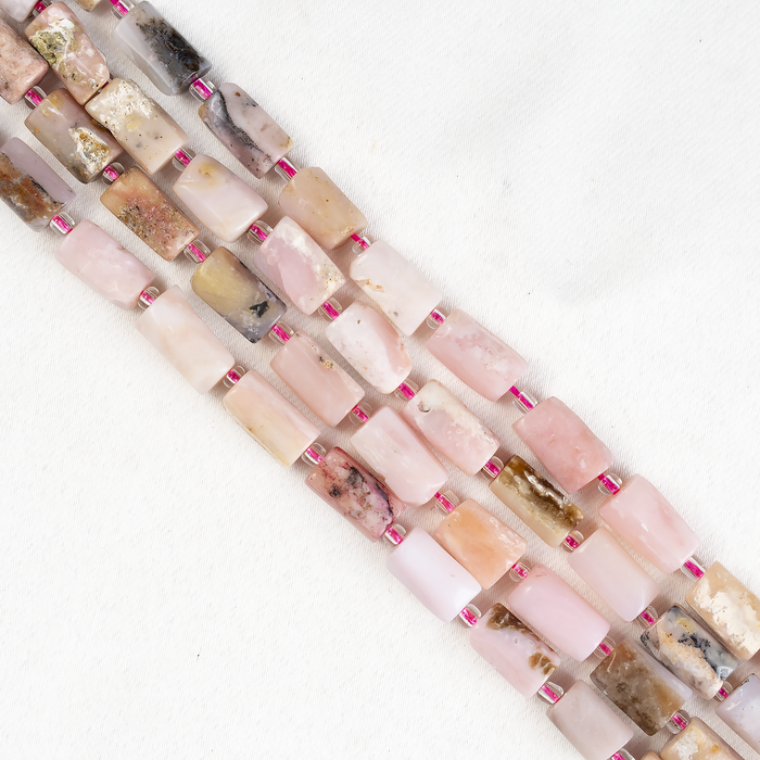 Pink Opal Gemstone Pipe Bead, Crystal Healing Tube Beads.