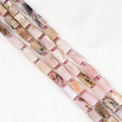 Pink Opal Gemstone Pipe Bead, Crystal Healing Tube Beads.