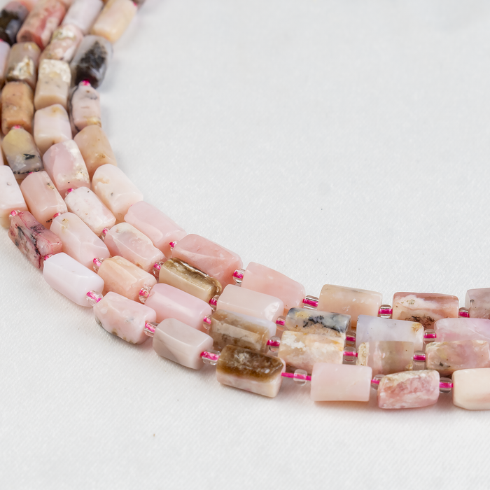 Pink Opal Gemstone Pipe Bead, Crystal Healing Tube Beads.