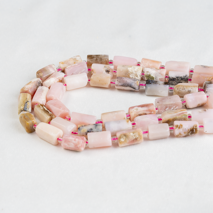 Pink Opal Gemstone Pipe Bead, Crystal Healing Tube Beads.