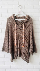 Poncho de punto calado con capucha  +2 colores