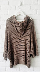 Poncho de punto calado con capucha  +2 colores