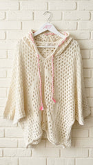 Poncho de punto calado con capucha  +2 colores