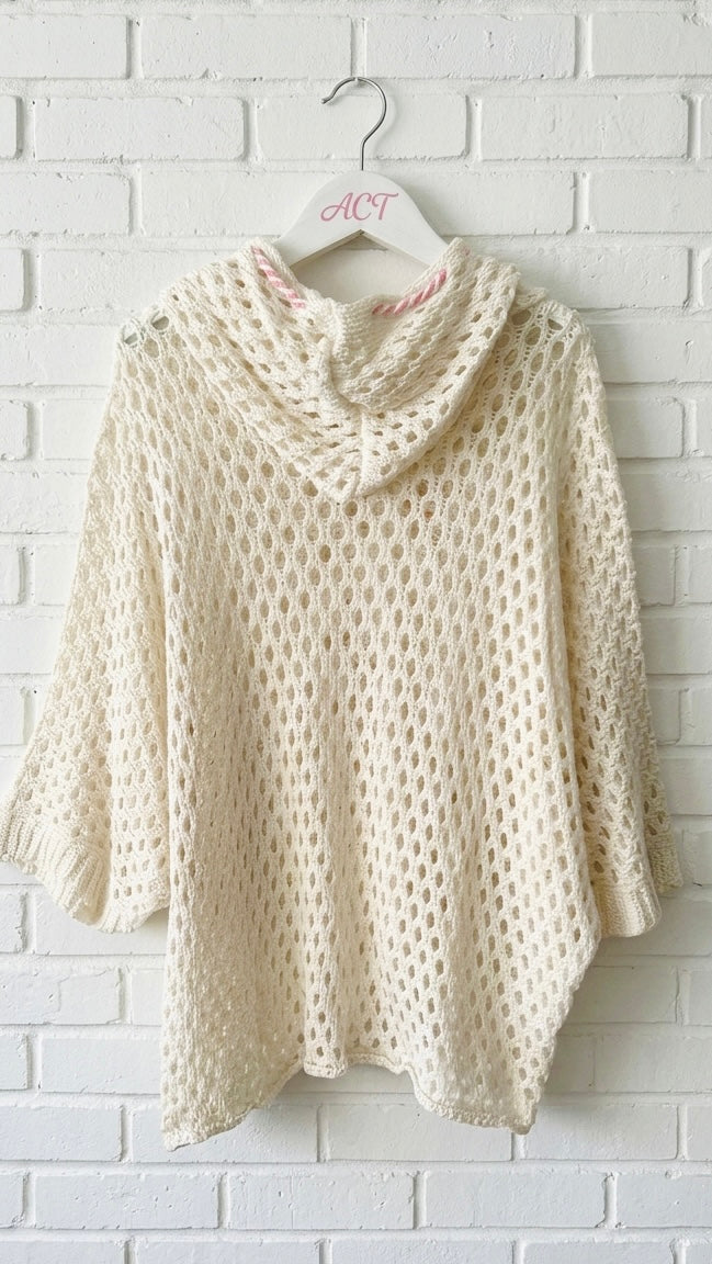 Poncho de punto calado con capucha  +2 colores