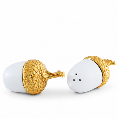 Porcelain Salt and Pepper - Acorn Gold Leaf 1