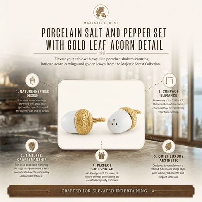 Porcelain Salt and Pepper - Acorn Gold Leaf 1