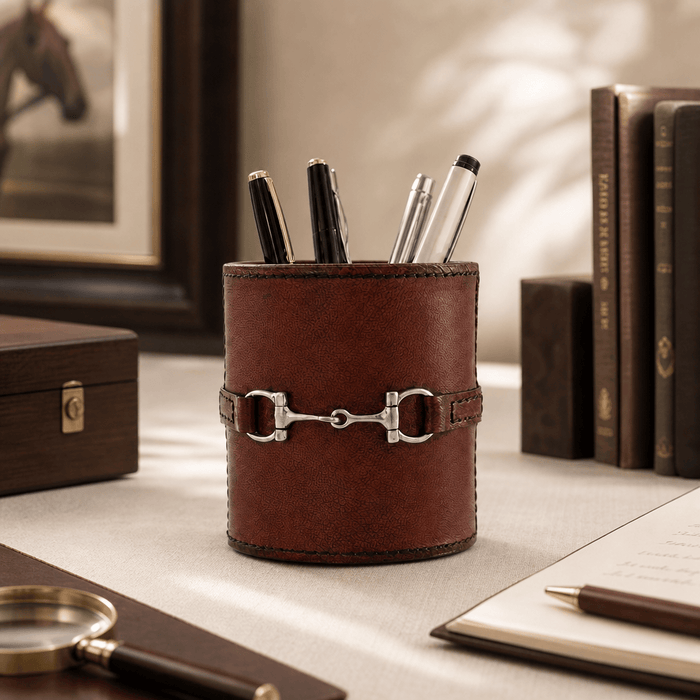 Premium Genuine Leather Stirrup Office Pen Holder 3