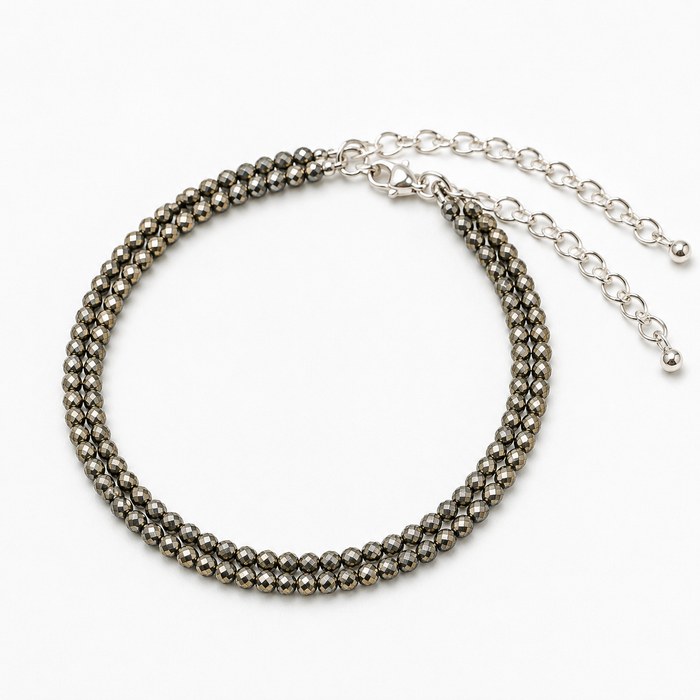Pyrite Anklet 3mm – Natural Gemstone Jewelry for Protection, Balance & Positive Energy