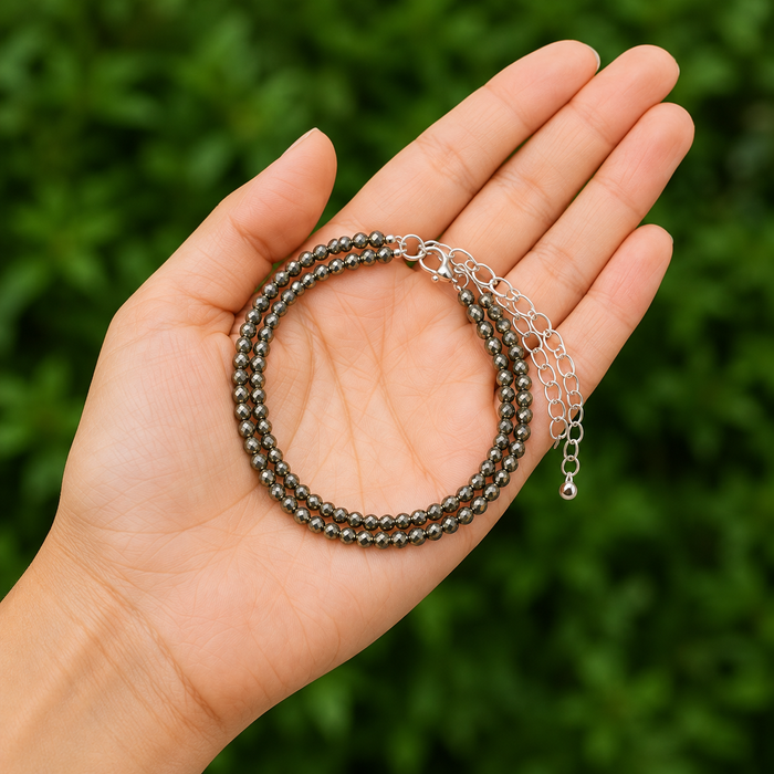 Pyrite Anklet 3mm – Natural Gemstone Jewelry for Protection, Balance & Positive Energy