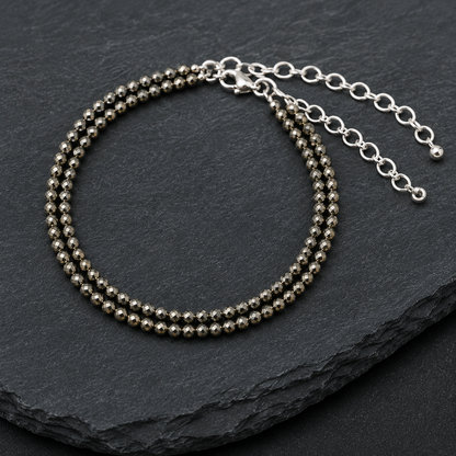 Pyrite Anklet 3mm – Natural Gemstone Jewelry for Protection, Balance & Positive Energy