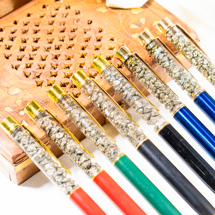 Pyrite Crystal Pen, Manifestation Pen, Healing Pen.