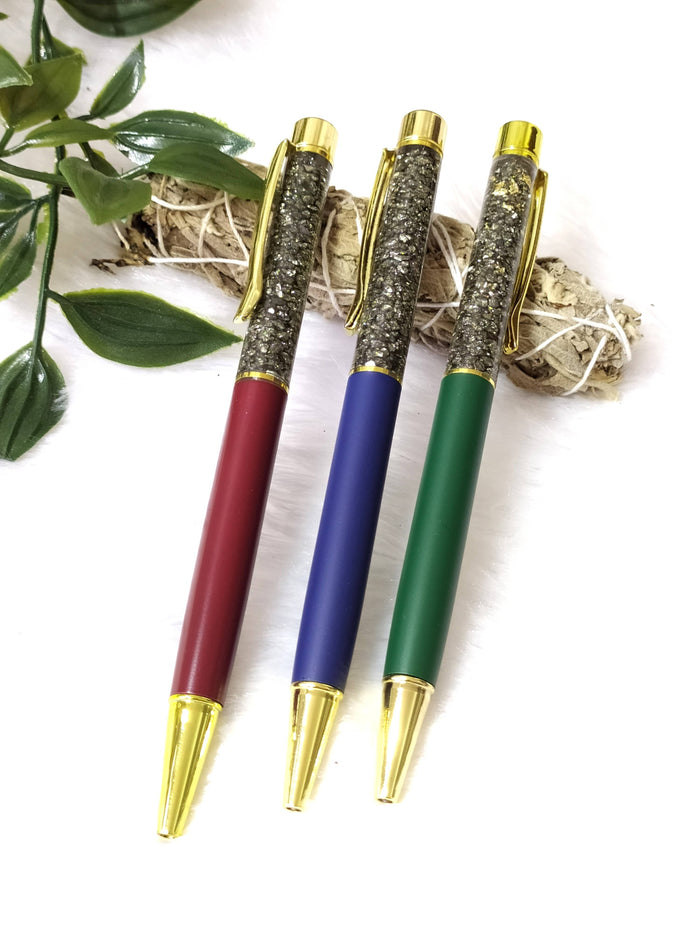 Pyrite Crystal Pen, Manifestation Pen, Healing Pen.