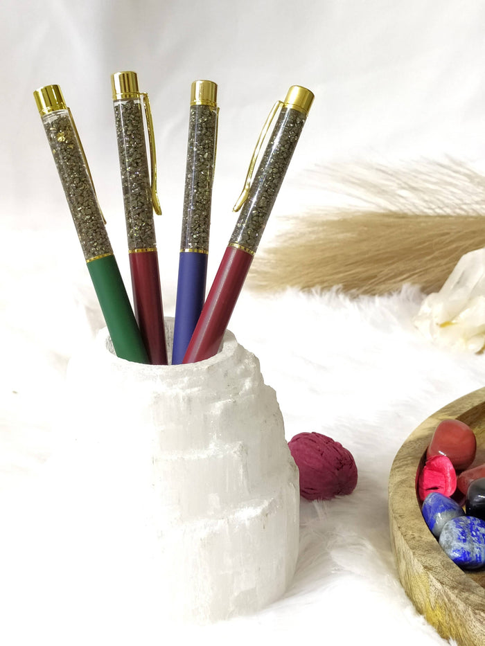 Pyrite Crystal Pen, Manifestation Pen, Healing Pen.