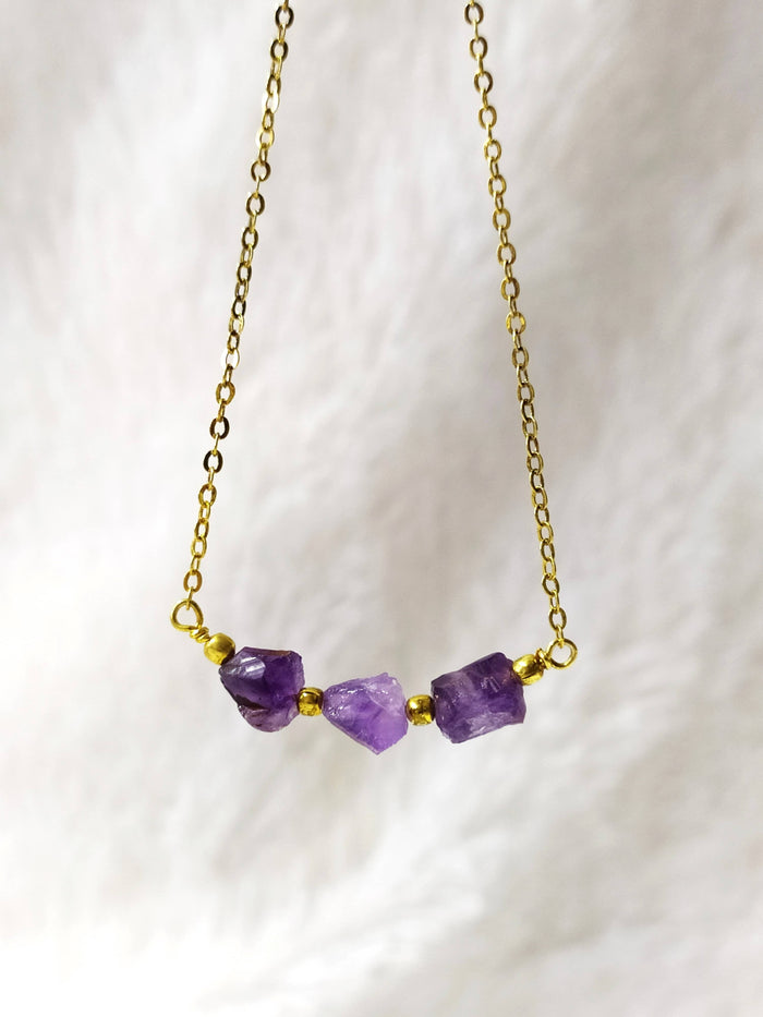 Raw Amethyst Crystal Necklace, Raw Amethyst Necklace