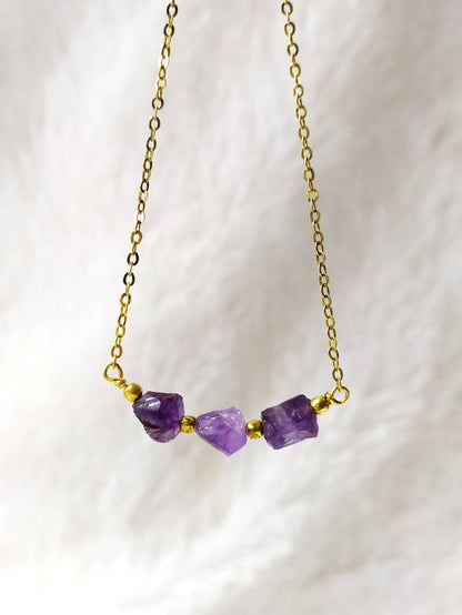 Raw Amethyst Crystal Necklace, Raw Amethyst Necklace