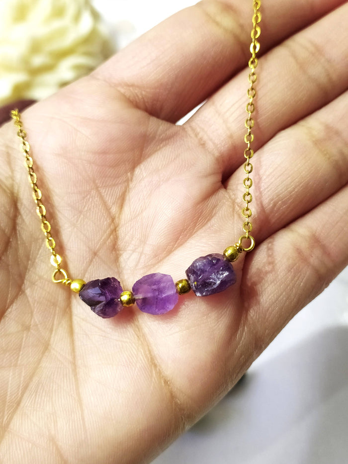Raw Amethyst Crystal Necklace, Raw Amethyst Necklace