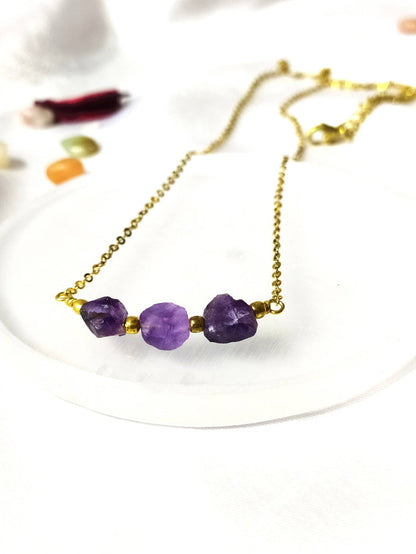 Raw Amethyst Crystal Necklace, Raw Amethyst Necklace