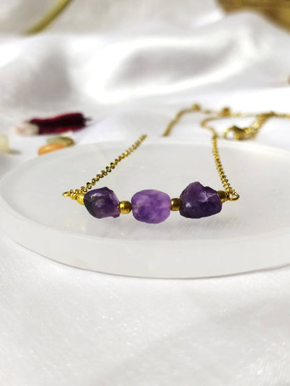 Raw Amethyst Crystal Necklace, Raw Amethyst Necklace