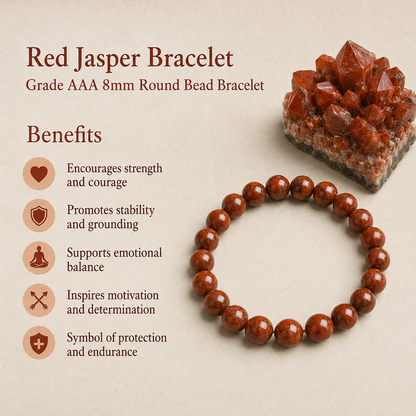 Red Jasper Bracelet | Red Jasper Crystal Bracelet (Manifestation and Inner Peace)
