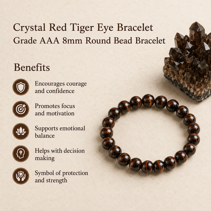 Red Tiger Eye Bracelet | Vintage Tiger Eye Bracelet (Happiness and Self Discovery)