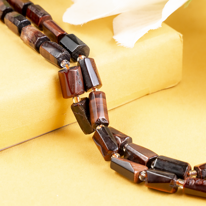 Red Tiger Eye Gemstone Pipe Bead, Crystal Healing Tube Beads.