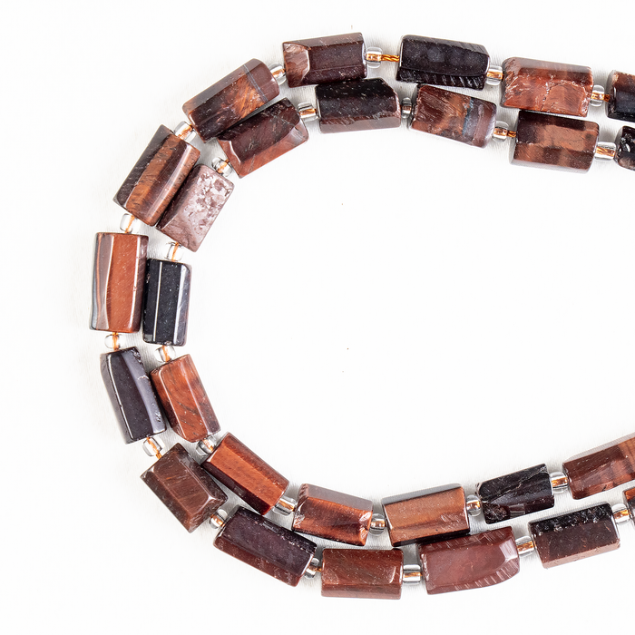 Red Tiger Eye Gemstone Pipe Bead, Crystal Healing Tube Beads.