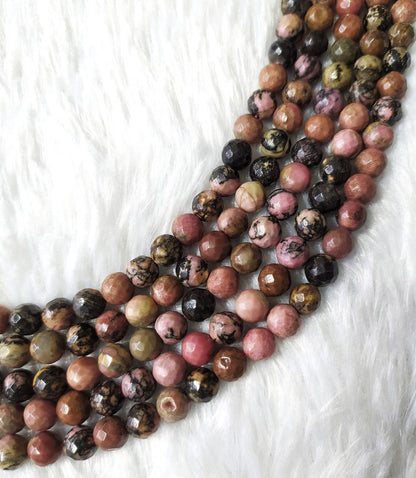 Rhodonite Faceted Beads, Crystal Beads for Jewelry.