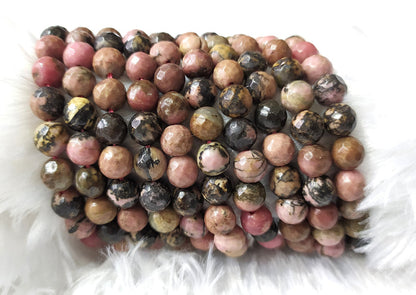 Rhodonite Faceted Beads, Crystal Beads for Jewelry.