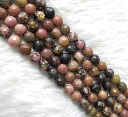 Rhodonite Faceted Beads, Crystal Beads for Jewelry.