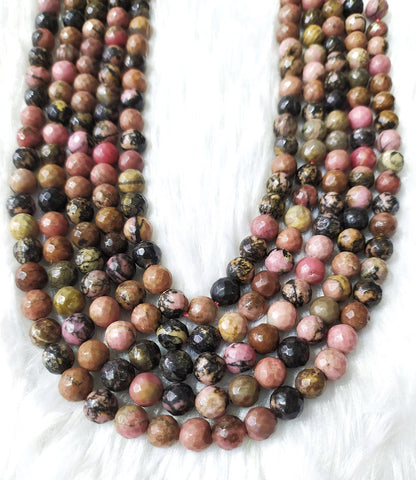 Rhodonite Faceted Beads, Crystal Beads for Jewelry.