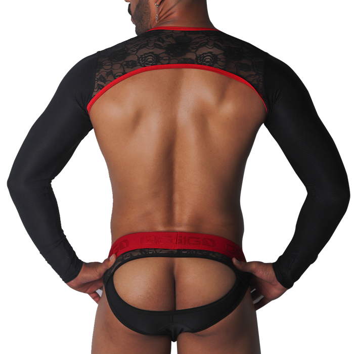 Romantic Black Harness vista posterior de Gigo Underwear