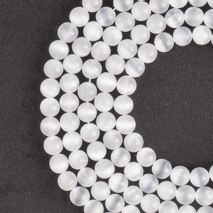 Selenite Round Beads Healing Crystal Gemstone Strand
